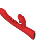 INTOYOU Vibrator dublu Trixy cu aplicație design cu stimulator în formă de gură și 3 bile cu funcție de tapping 9 funcții de mușcături roșu