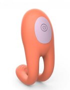 INTOYOU Vibrator pentru cupluri Lovit control prin telecomandă 10 funcții de vibrație din silicon moale rezistent la apă portocaliu 11.5 cm