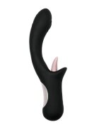 INTY TOYS Vibrator cu stimulator DICE din silicon moale cu funcție de simulare sex oral rezistent la apă IPX6 negru cu roz