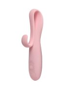 INTY TOYS Vibrator cu stimulator FLARE din silicon moale 10 funcții de vibrație rezistent la apă IPX6 culoare roz