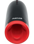 JAMYJOB Masturbator automat Spin-X funcție de încălzire și rotație 360° 3 funcții de vibrație rezistent la apă negru cu roșu
