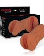 JAMYJOB Masturbator manual Signature Vivian din TPR texturat pentru simulare vaginală realistă culoarea pielii