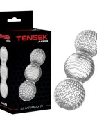 JAMYJOB Masturbator manual Tensek Lux 2 cu texturi diverse pentru stimulare intensă din TPE Ultraskyn transparent