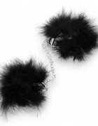 KINK Cătușe cu pene Mini Feather Hand Cuffs pentru jocuri erotice BDSM culoare negru cu argintiu (947866)