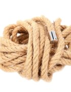 KINK Frânghie Hemp Rope with Metal Head pentru jocuri erotice BDSM din cânepă lungime 5 metri crem