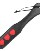 KINK Paleta - HEART pentru jocuri erotice BDSM din piele cu inimioare negru/rosu 32 X 6 CM