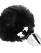 KINK Plug anal - RABBIT coada de iepure din aluminiu negru 8 cm