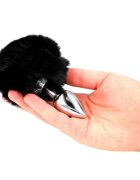 KINK Plug anal - RABBIT coada de iepure din aluminiu negru 8 cm