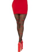 Leg Avenue Dresuri Cherry Mole Stockings design cu buline și cireșe roșii culoare negru mărime universală