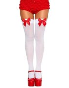Leg Avenue Dresuri sexy cu fundiță roșie din satin mărime universală culoare alb cu roșu model 6255