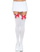 Leg Avenue Dresuri sexy cu fundiță roșie din satin mărime universală culoare alb cu roșu model 6255