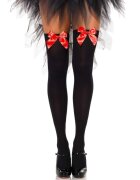 Leg Avenue Dresuri sexy cu fundiță roșie din satin mărime universală culoare negru cu roșu model 6255