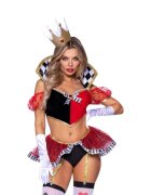 Leg Avenue Lenjerie erotică 3 piese Hot Royal Queen costum sexy regină pentru roleplay top chiloți cu portjartier coroană mărime L