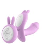 Leten Vibrator dublu pentru chilot Wearable Butterfly control prin telecomandă cu vibrații multiple culoare roz cu alb