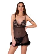 LivCo Corsetti Lenjerie 2 piese Fashion - ZERUNAM din dantela culoare neagra marime S/M