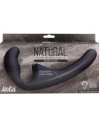 LOLA GAMES Dildo dublu LOLA NATURAL Temptation strap-on fără ham din silicon moale culoare negru lungime 23.5 cm
