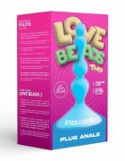 Love Match Bile anale Love Beads Two diametru crescător din silicon medical bază cu ventuză culoare albastru