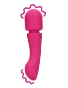Loveline Aparat de masaj Ultra Soft Silicone Double-Sided Wand Vibrator pentru corp și zone intime 20 funcții de vibrație roz