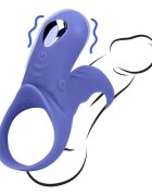 Loveline Inel vibrator pentru penis Cockring with Clit Stimulation pentru cupluri 9 funcții de vibrație albastru
