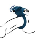 Loveline Inel vibrator pentru penis Vibrating Rabbit Cock Ring din silicon moale 10 funcții de vibrație rezistent la apă albastru