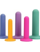 Loveline Set dilatare vaginală Silicone Dilator Set 5 dilatatoare cu ventuze pentru fixare diametre 1.7 - 3.2 cm multicolor