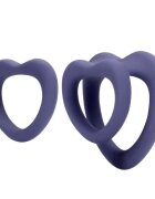 Loveline Set inele pentru penis Heart Cockring Set 2 inele din silicon ultra-moale în formă de inimă diametre 2.9 - 3.9 cm mov