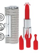 Loveline Stimulator clitoris Angel în formă de ruj design elegant capete interschimbabile din silicon 5 funcții de vibrație culoare argintiu