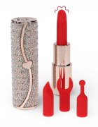 Loveline Stimulator clitoris Candy în formă de ruj design elegant capete interschimbabile din silicon 5 funcții de vibrație culoare roz