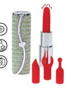 Loveline Stimulator clitoris Candy în formă de ruj design elegant capete interschimbabile din silicon 5 funcții de vibrație culoare verde