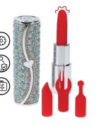 Loveline Stimulator clitoris Tiffany în formă de ruj design elegant capete interschimbabile din silicon 5 funcții de vibrație culoare albastru