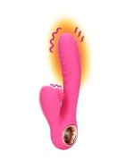 Loveline Vibrator dublu BY SHOTS Tongue Flickering and Heating Rabbit cu funcție de încălzire >10 funcții de vibrație culoare roz