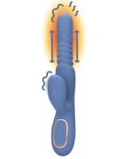Loveline Vibrator dublu BY SHOTS Warming Rotating Beads and Thrusting Rabbit cu funcție de încălzire și penetrare culoare albastru