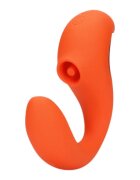 Loveline Vibrator dublu G-Spot Vibrator with Clitoral Pulse Wave cu pulsații 20 funcții de vibrație portocaliu