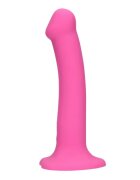 Loveline Vibrator Non-Phallic Vibrating Dildo Medium cu ventuză compatibil cu ham strap-on 10 funcții de vibrație 18.1 cm roz