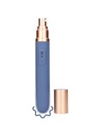 Loveline Vibrator portabil BY SHOTS Travel Vibrator cu compartiment și pompă pentru lubrifiant 10 funcții de vibrație culoare albastru