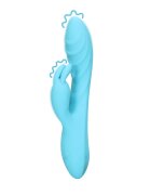 Loveline Vibrator rabbit Ribbed Ultra Soft Silicone Rabbit Vibrator pentru clitoris și punctul G 10 funcții de vibrație albastru