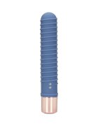 Loveline Vibrator Ribbed Mini Vibrator cu striații pentru stimulare versatilă 10 funcții de vibrație lungime 14.1 cm albastru