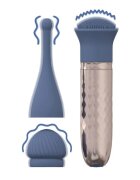 Loveline Vibrator The Thrill cu 3 capete interschimbabile din silicon premium 10 funcții de vibrație culoare albastru