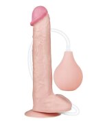 LoveToy Dildo realist cu funcție de ejaculare Squirt Extreme 11” bază cu ventuză pentru fixare culoarea pielii 28 cm