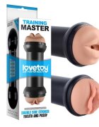 LoveToy Masturbator dublu Double Side Stroker simulare vaginală și orală realistă lungime 22 cm negru