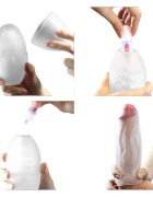 LoveToy Masturbator manual Training Master Climax Spirals din TPE transparent în formă de ou lungime 13 cm (albastru)