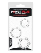 LoveToy Set 3 inele pentru penis Power Plus texturate cu sfere de diverse mărimi din TPE transparente diametru 2 cm