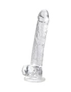 LOVING JOY Dildo 11” Dildo with Balls design realist cu testicule bază cu ventuză lungime 28 cm transparent