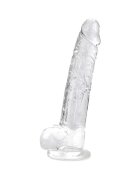 LOVING JOY Dildo 9” Crystal Dildo with Balls design realist cu testicule bază cu ventuză lungime 24 cm transparent (N12188)