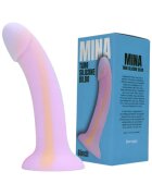 LOVING JOY Dildo fosforescent LovingJoy MINA TARO Silicone Dildo bază cu ventuză pentru fixare lungime inserabilă 15 cm culori roz și portocaliu