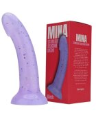 LOVING JOY Dildo LovingJoy MINA STARLIGHT Silicone Dildo bază cu ventuză pentru fixare lungime inserabilă 15 cm mov cu stelute