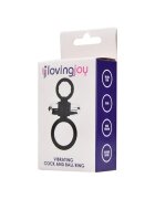 LOVING JOY Inel vibrator pentru penis LovingJoy - Vibrating Cock and Ball Ring pentru imbunatatirea performantelor sexuale si stimularea clitorisului din silicon negru