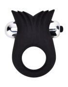 LOVING JOY Inel vibrator pentru penis Textured Cock Ring pentru stimularea erecției din silicon flexibil negru