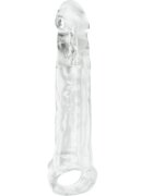 LOVING JOY Manșon realist MIGHTY 3 INCH pentru extensia penisului cu inel pentru testicule lungime 22 cm transparent