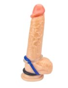LOVING JOY Set 3 inele pentru penis Doughnut Cock Rings din TPR diametru 1.6 cm culori albastru alb și negru
